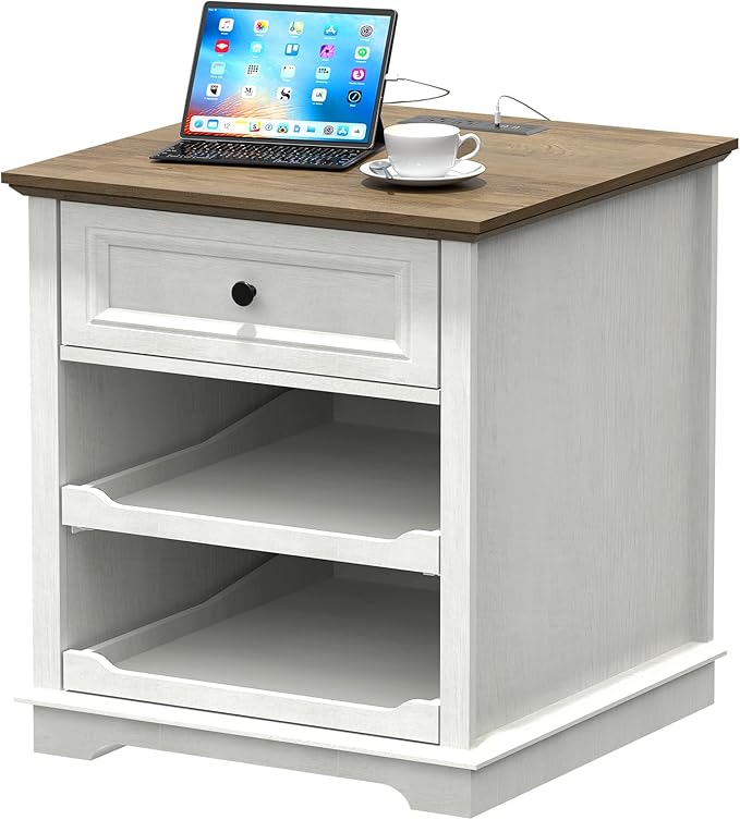 24" Large End Table with Charging Station