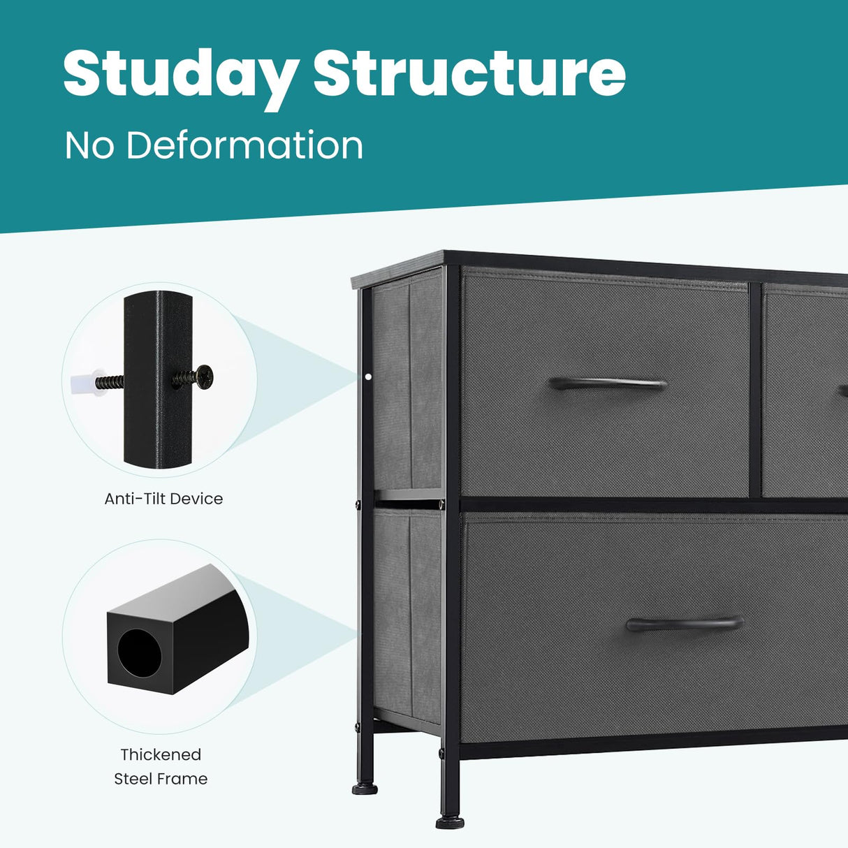 Dresser Storage with 5 Organizer Closet Chest Small Clothes Fabric Cabinet