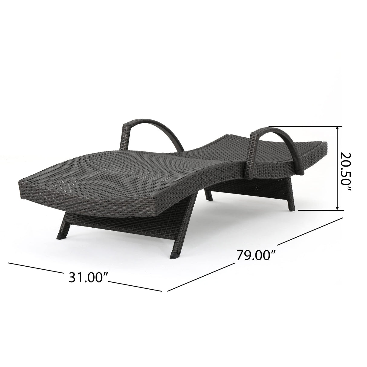 Christopher Knight Home Salem Outdoor Wicker Adjustable Chaise Lounge with Arms, with Cushion, Multibrown / Navy Blue