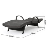 Christopher Knight Home Salem Outdoor Wicker Adjustable Chaise Lounge with Arms, with Cushion, Multibrown / Navy Blue