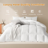 LeWinBedding Luxury Goose Feathers Down Comforter Oversized King Size,All Season Fluffy Duvet Insert,750 Fill Power Hotel Quality Bed Comforter with 8 Tabs(White,120x98 inches)