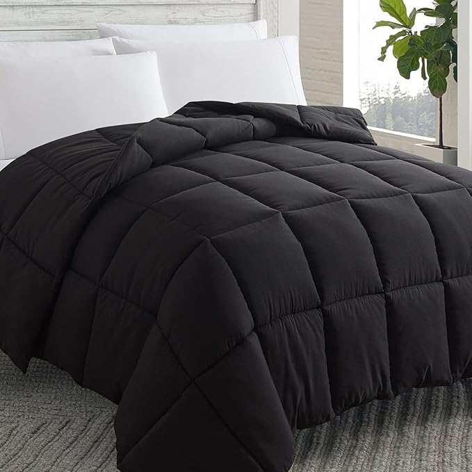 Down Alternative Comforter (Red/Black, Twin) - All Season Soft Quilted Twin Size Bed