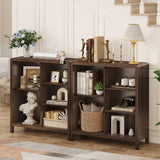 5 Cube Bookshelf, Wood Bookcase with 3 Adjustable Shelves