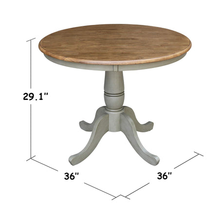 IC International Concepts International Concepts 36-inch Round Top Pedestal Dining Height Table, Distressed Hickory/Stone