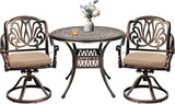 3 Pieces Outdoor Bistro Set, Cast Aluminum Conversation Set