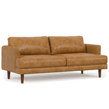 Livingston Mid-Century Modern 76 Inch Wide Sofa in Sienna Full Grain Leather, Pure