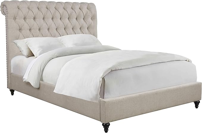 Devon Tufted Upholstered Bed Beige, Eastern King