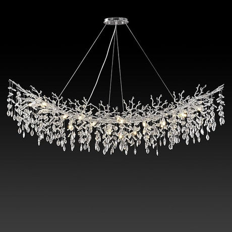 Modern Crystal Chandeliers for Dining Room, 40" Round Gold Tree Branches Chandeliers,