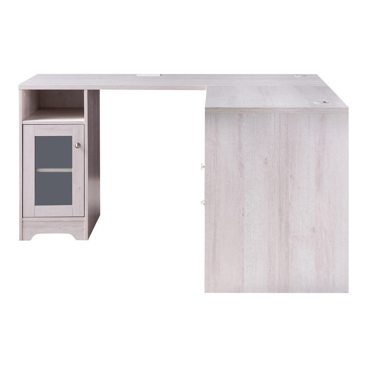 Helmer Wood L-Shaped Writing Desk with USB in White