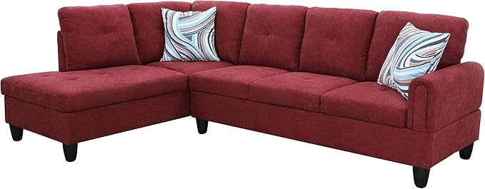 MZX-Niki-SF-00067-LWJ Sofas & Couches, Left Chaise, Red-Faux Leather