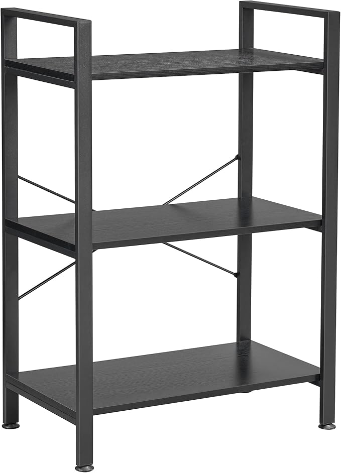 37.09" H 3 Tier Bookshelf, Modern Small Book Shelf for Small Spaces, White Gold Wooden Shelves for Bedroom Living Room and Home Office, 13.78" D x 24.12" W x 37.09" H, JCJ42M