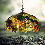 Tiffany Pendant Light Grape Art 20" E26 Stained Glass Pendant Lamp Creative Art Ceiling
