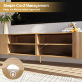 86 Inch TV Stand with Fluted Design and Adjustable Shelves