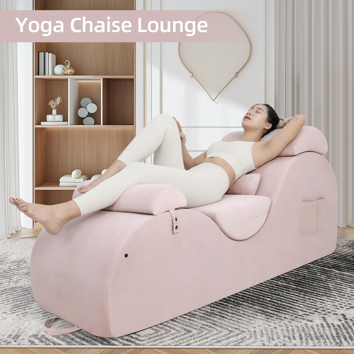 Chair for Yoga, Chaise Lounge with Headrest, Waist Pad, Foot Pad, Washable