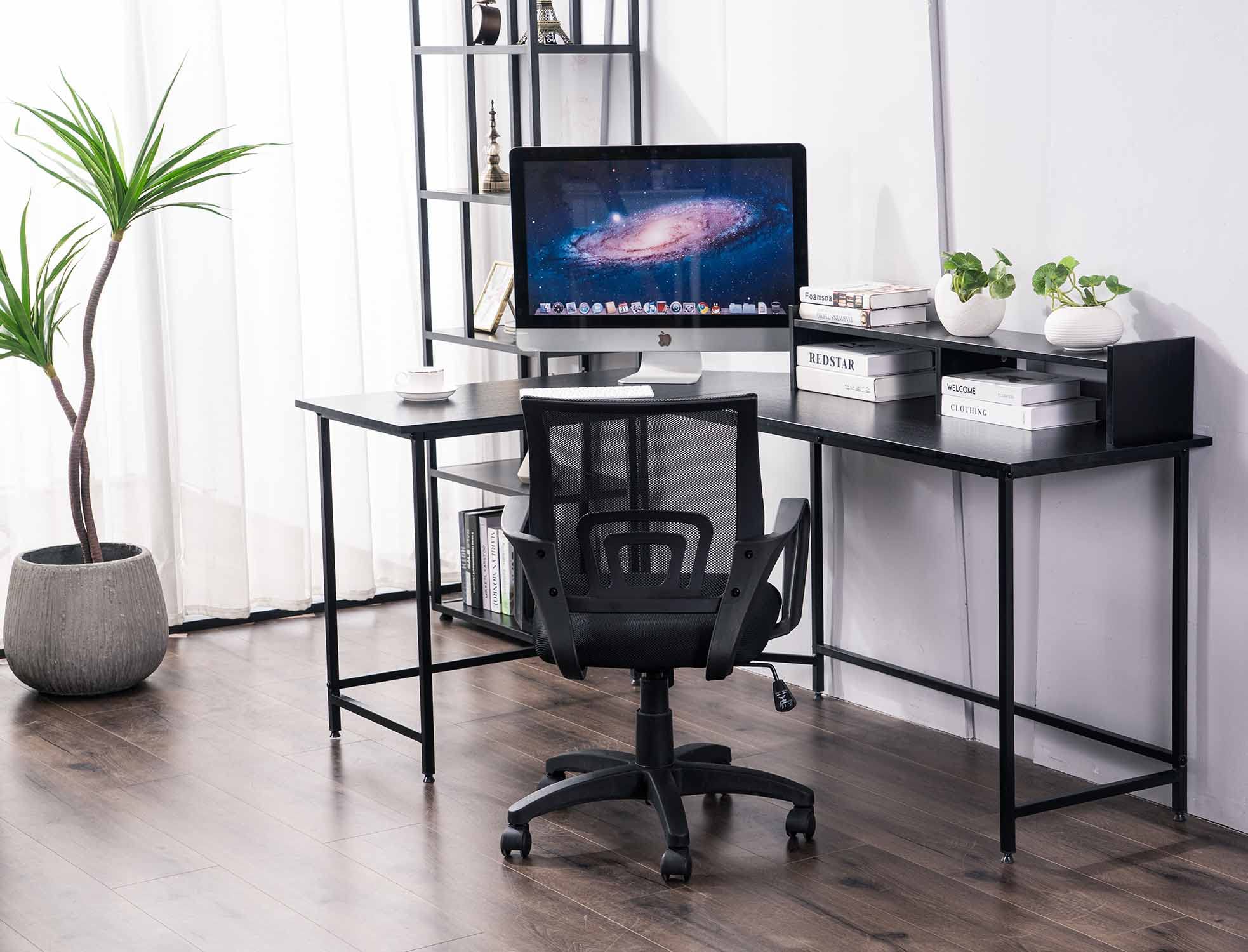L Shaped Gaming Desk, Modern Reversible Computer Desk with Monitor Stand