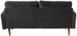 Haven Modern Velvet Sofa with Bolster Pillows, Button Tufted Seat, Track Arms