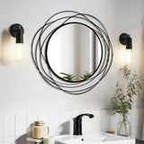 26.8" Round Black Wall Mirror - Large Circle Mirror with Metal Frame