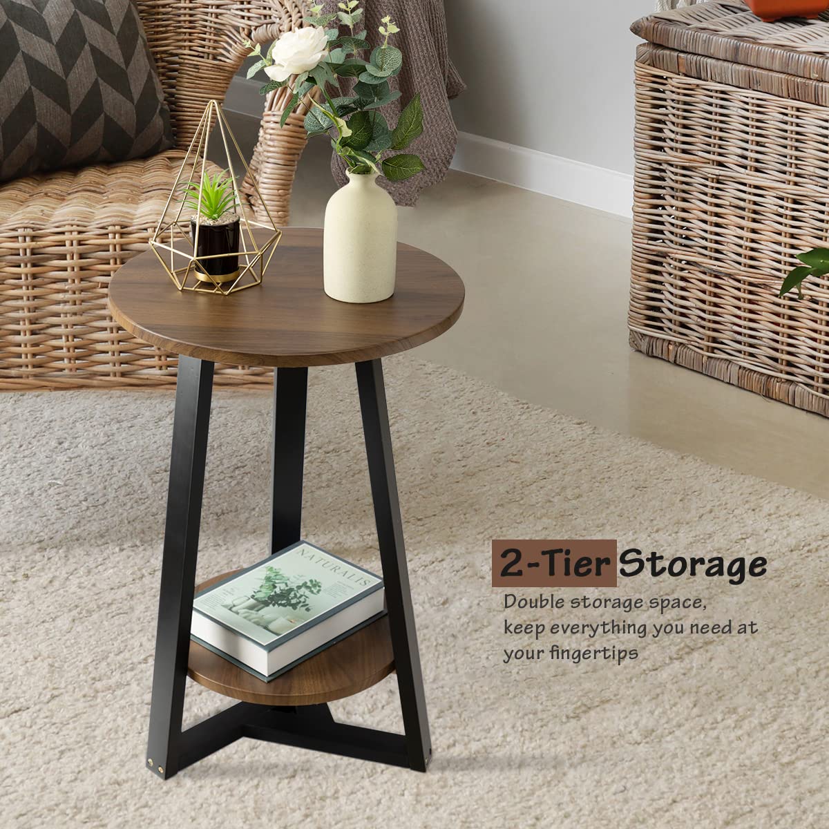 Small Side Table, Small End Table for Living Room, Bedroom, Balcony & Small Spaces