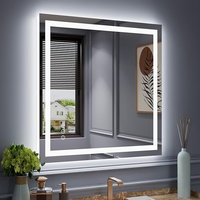 LED Bathroom Mirror with Black Frame