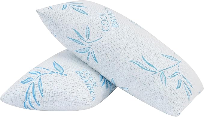 Queen Size 2 Pack Rayon Made from Bamboo Pillows for Sleeping