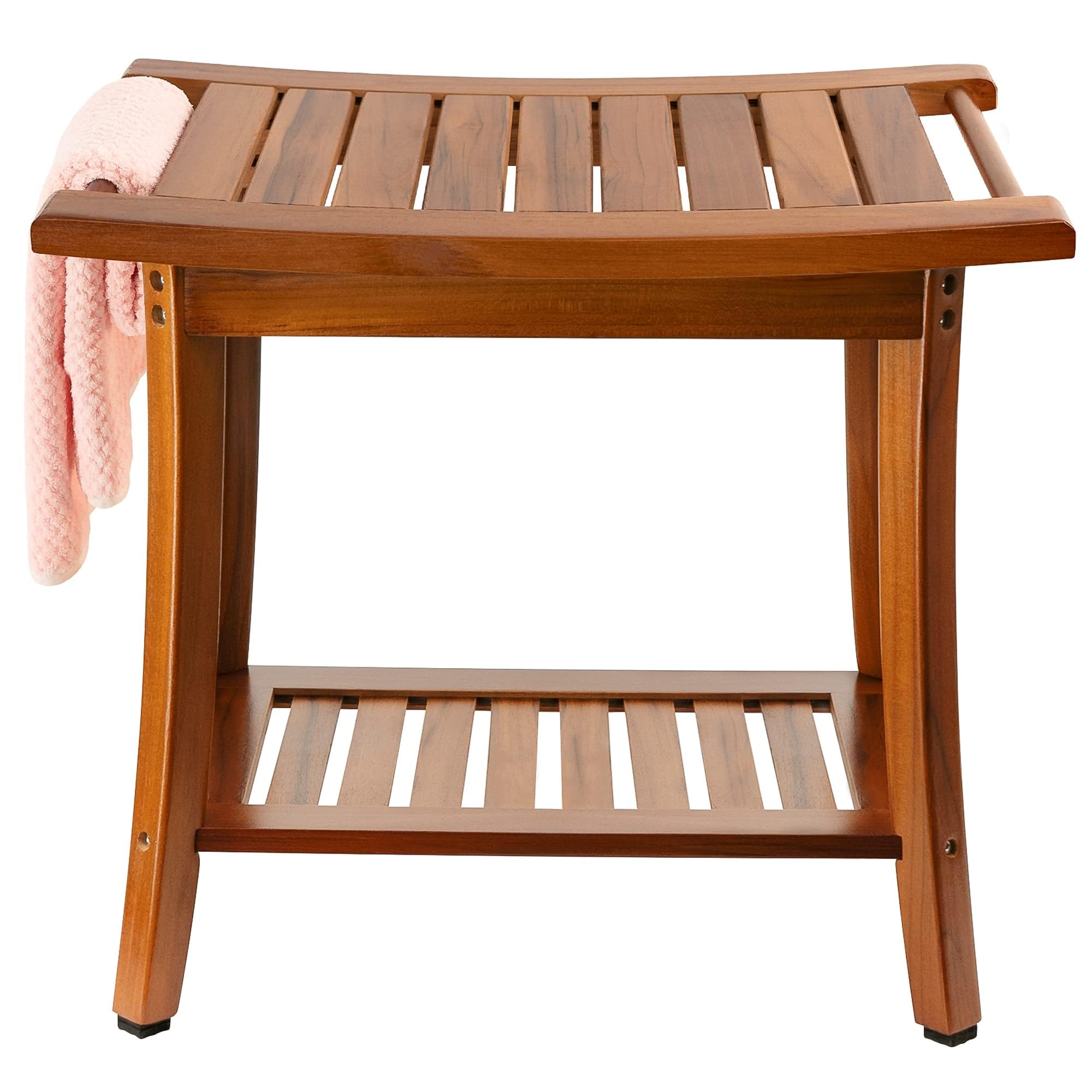Teak Shower Bench Seat with Handles