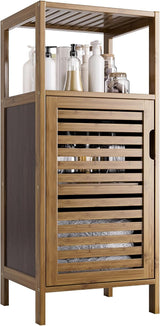 Bathroom Cabinet, Bamboo Floor Cabinet Free Standing, 4 Tier Sofa Side Storage