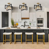 Semi-Flush Mount Ceiling Light - Black and Gold Industrial 4-Light Fixture