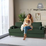 Modern Corduroy Sofa, Couch for Living Room, 3 Seater Sofa with Deep Seat and Armrests,No Tool Assembly, Comfy Couches for Living Room Bedroom Office（Green