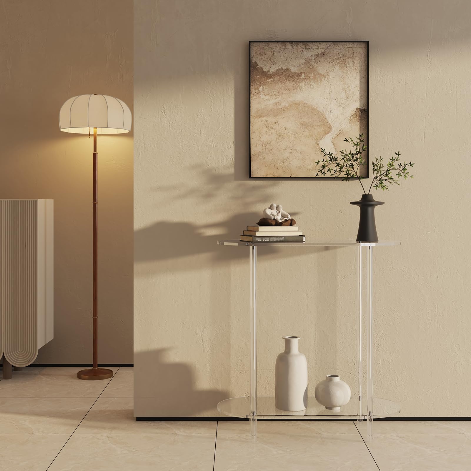 2-Tier Acrylic Console Table - 29.53" Clear Oval Frame Sofa Table