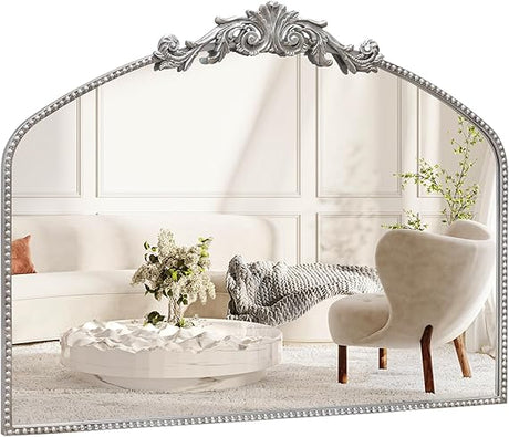 Vintage Gold Antique Arched Full Length Floor Mirror 22"X65",Traditional Elegant Baroque Floor Body Mirror with Ornate Matel Frame, French Wall Mirror for Dressing/Living Room/Hallway