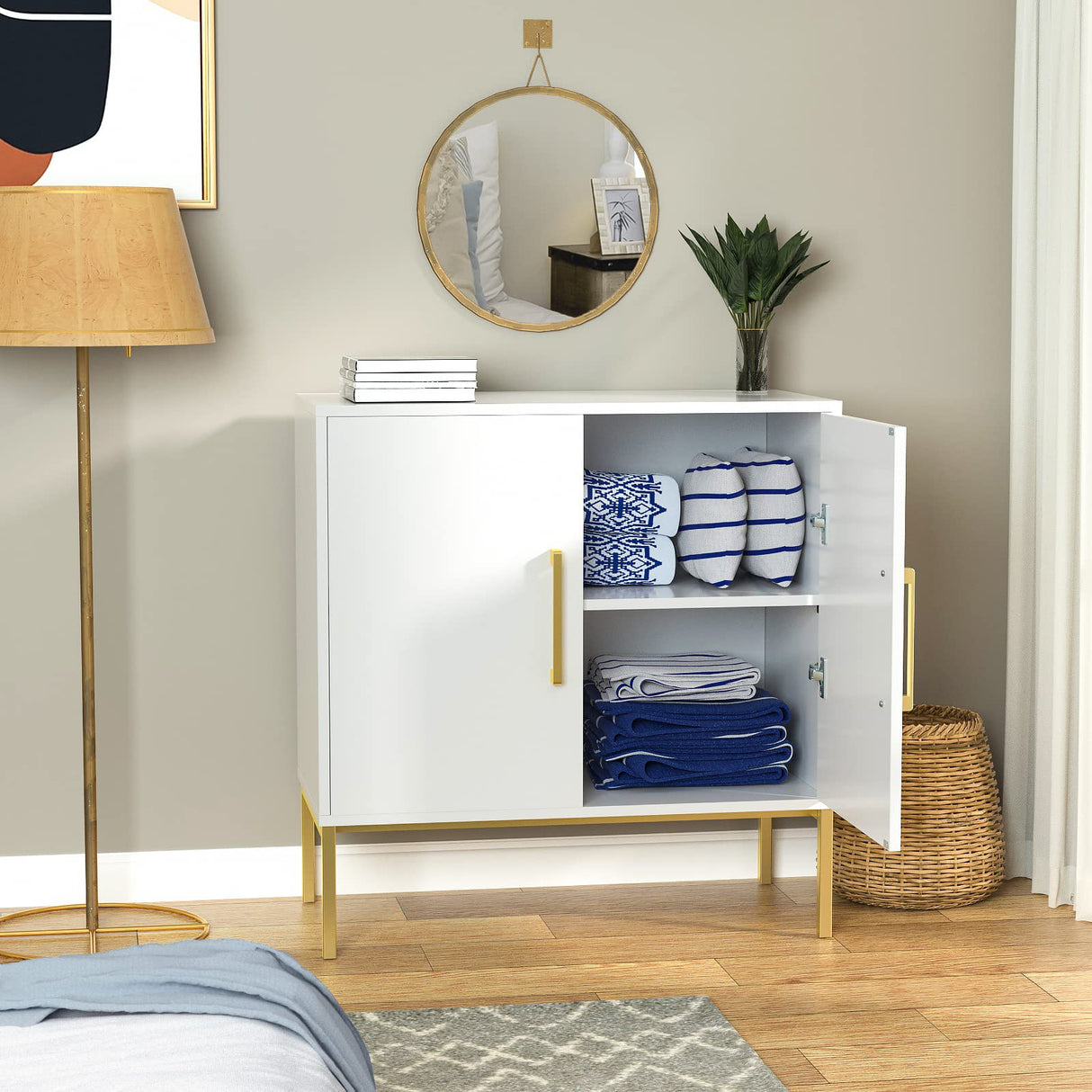 Buffet Sideboard Cabinet with Storage, Modern Wooden Free Standing Cabinet