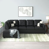 Genesis Sectional Sofa L-Shape-PU Leather, Left Facing, Black