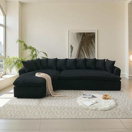 127'' Cloud Sectional Couches for Living Room, Corduroy Couch L Shape Sofa
