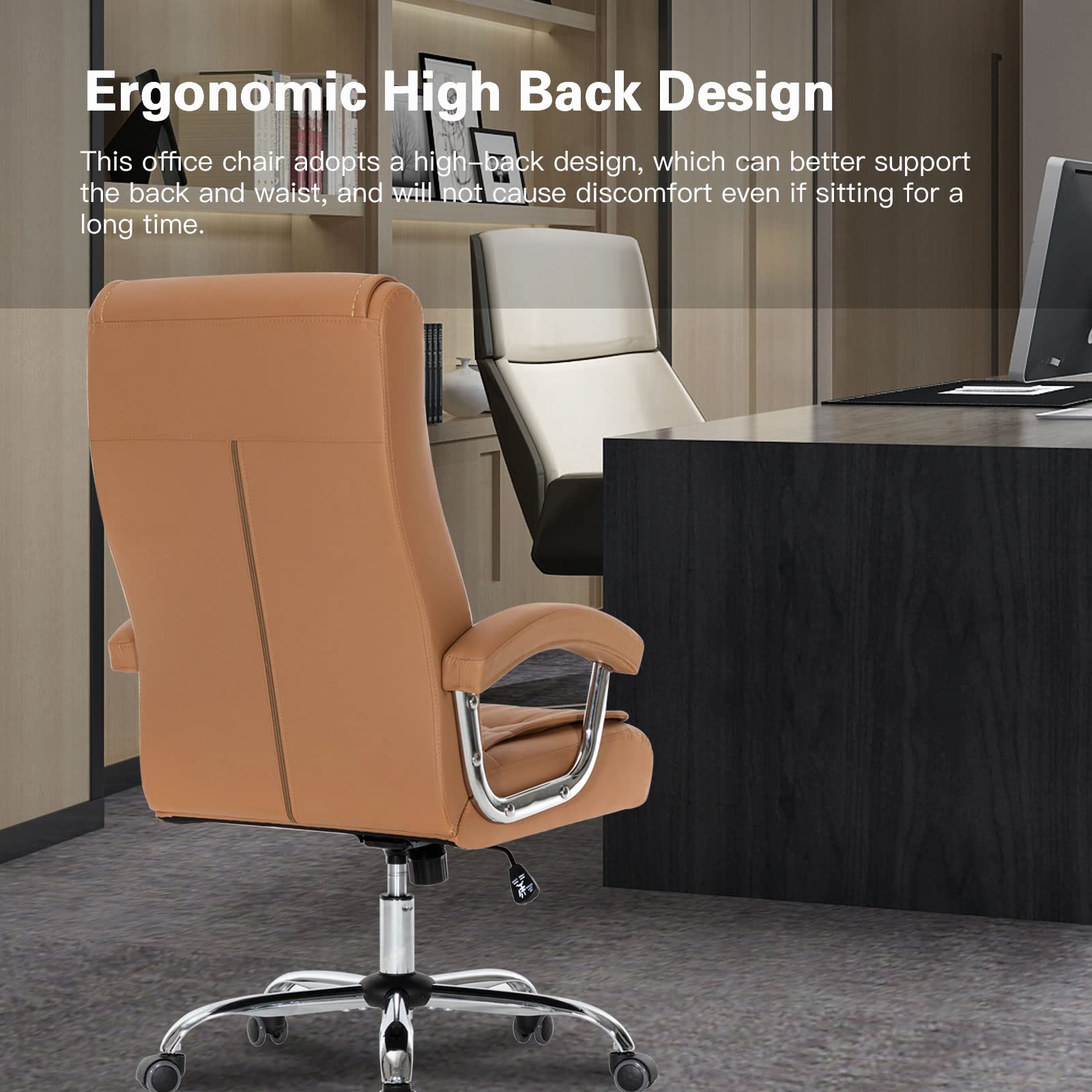 Executive Office Chair Adjustable Leather Chair High Back Swivel Office Desk Chair