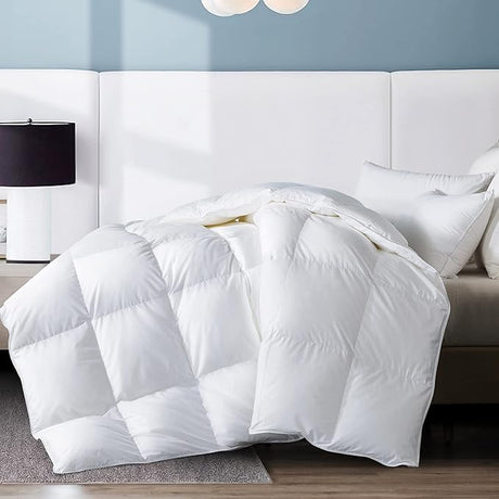 King Feather Comforter, Filled with Feather and Down, White Duvet Insert