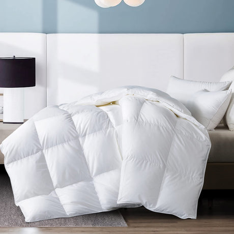 King Feather Comforter, Filled with Feather and Down, White Duvet Insert