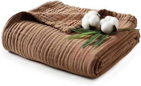 Cooling Muslin Throw Blanket for Hot Sleepers, 60% Rayon Derived from Bamboo,