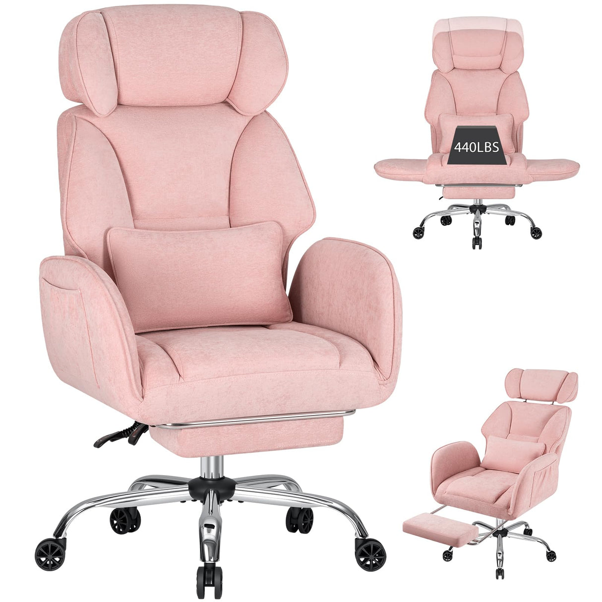 Criss Cross Ergonomic Office Chair with Wheels and Footrest