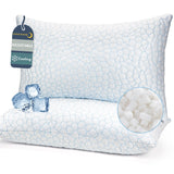 COZSINOOR Adjustable Pillows Queen Size Set of 2 for Sleeping - Cooling Shredded Memory Foam Pillows 2 Pack, Cool Bed Pillows for Back, Side and Stomach Sleepers, Gel Pillow Removable Cover Washable