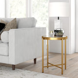 Duxbury 18'' Wide Round Side Table in Brass