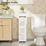 Small Bathroom Storage Cabinet with Door, Floor Cabinet Unit with Adjustable Shelves,