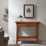 9057-RS Mission Console Entryway, Sofa Table, Made with Solid Wood,