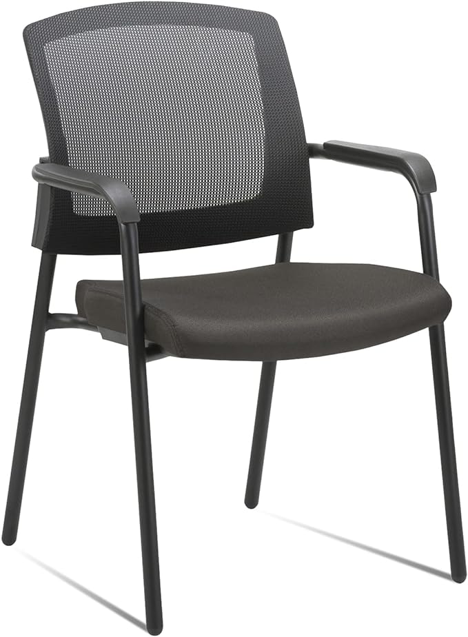 Office Reception Guest Chair Mesh Back Stacking with Ergonomic Lumbar Support