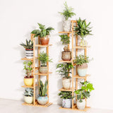 Bamboo 6 Tier 7 Potted Plant Stand Rack Multiple Flower Pot Holder Shelf