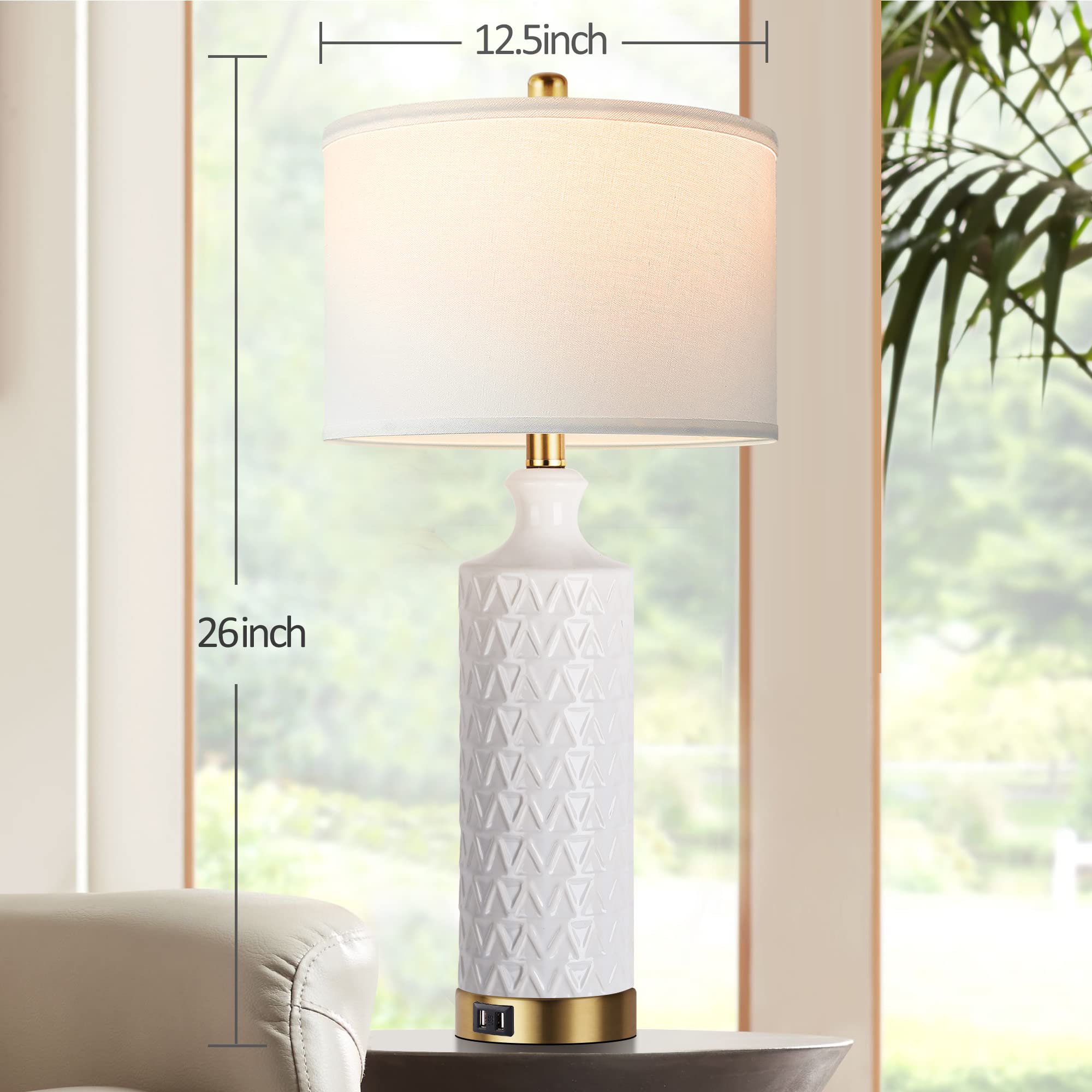 Touch Control Table Lamp Set of 2 with USB Ports