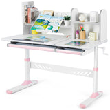 Adjustable Kids Desk with Hutch and Drawers, 47" Wide Multifunction Ergonomic Study