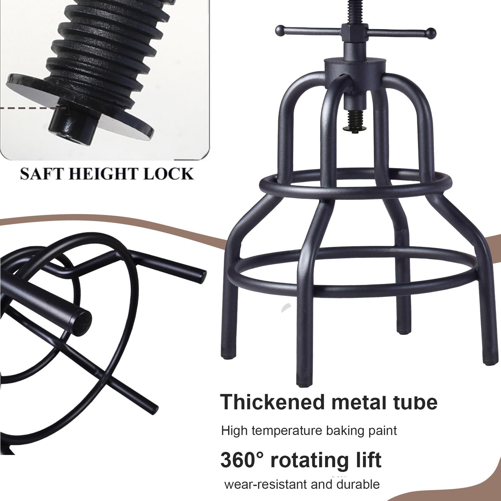 Leick Home 10086BB/HG Upholstered Back Counter Height Stool with Wood Base, Set of 2, for Kitchen Counters and Islands, Blackbean and Gray Wash/Heather Gray