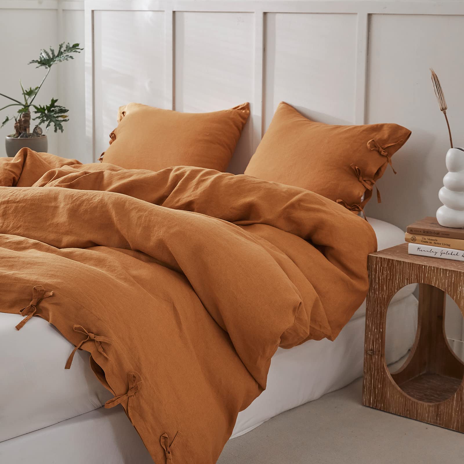 Natural French Washed Flax Solid Color Soft Breathable Farmhouse Bedding