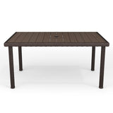 Bedford 60" Indoor-Outdoor Patio Table with Faux Wood Top and Rattan Wicker