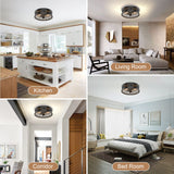 12 Inch Flush Mount Ceiling Light with Rippled Glass - 2 Light Vintage Black Fixture